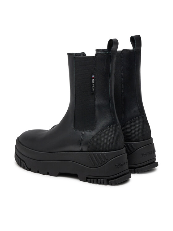 Tommy Jeans Tommy Jeans Kotníková obuv s elastickým prvkem Tjw Chelsea Flatform Boot EN0EN02597 Černá
