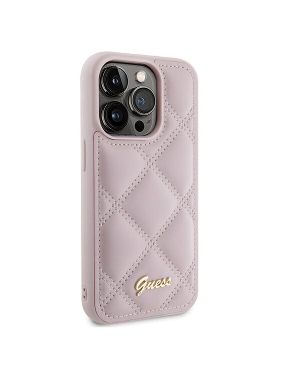 Guess Guess Etui na telefon Quilted Metal Logo Różowy