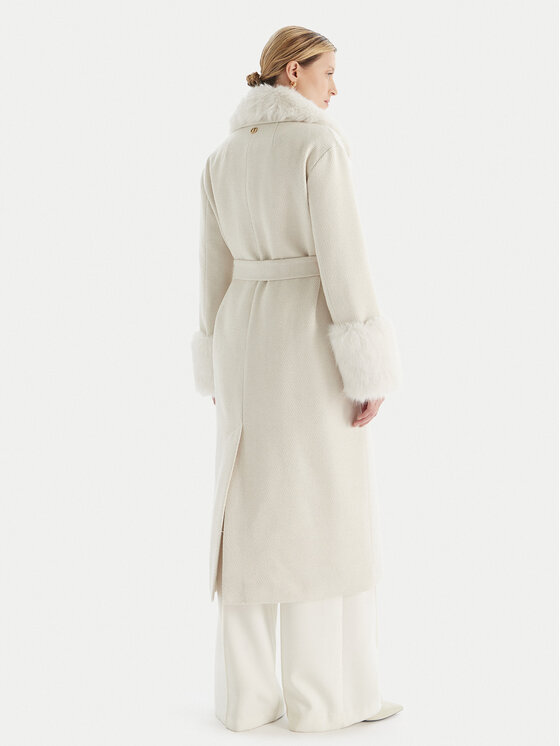 TWINSET TWINSET Zimní kabát 252TT2040 Écru Regular Fit