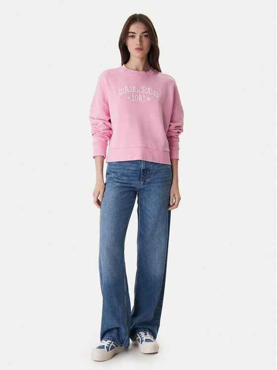 Guess Jeans Guess Jeans Majica dugih rukava W6RQ04 KCPR1 Ružičasta Relaxed Fit