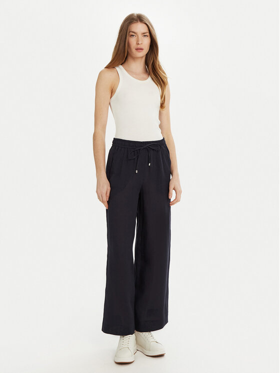 Marella Marella Pantaloni di tessuto Mattino 2513131084 Blu scuro Wide Leg