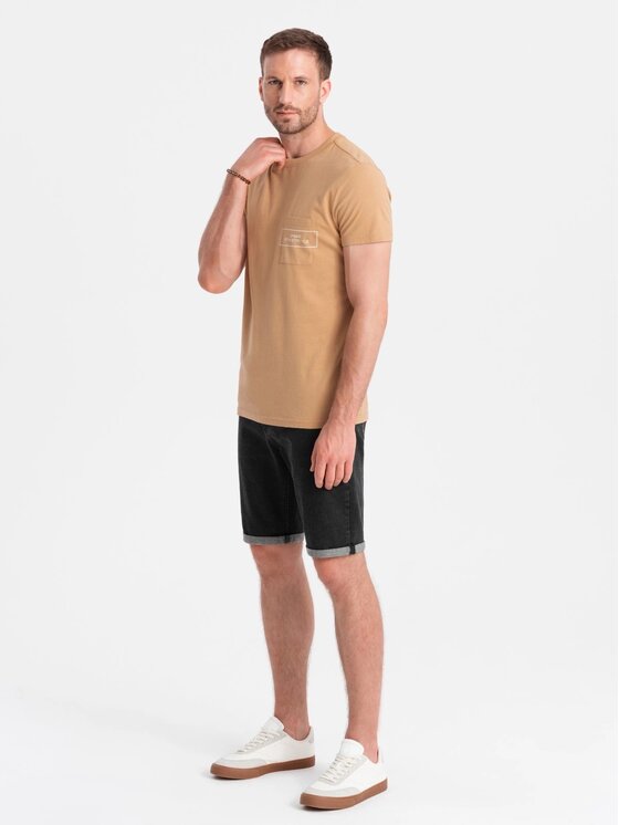 Ombre Ombre Szorty jeansowe OM-SRDS-0134 Czarny Regular Fit