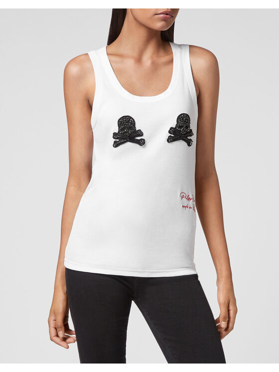 PHILIPP PLEIN PHILIPP PLEIN Tank top 5341 Biela Skin Tight Fit