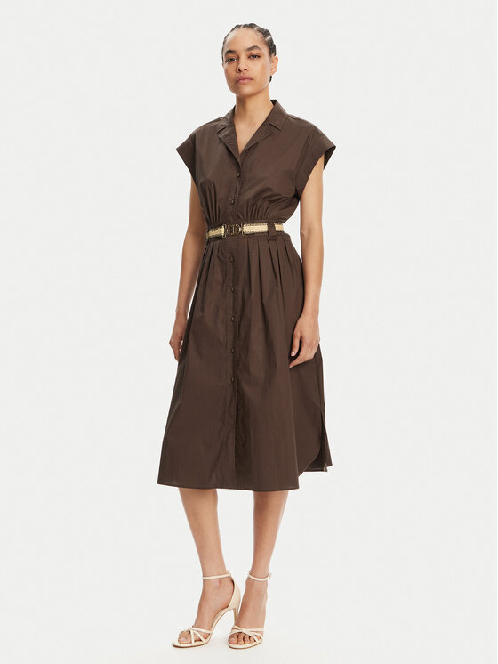 TWINSET TWINSET Košilové šaty 251TT2102 Hnědá Loose Fit