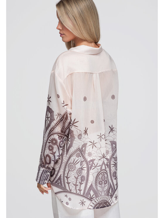 Ombre Ombre Koszula OW-SH-E0061 Beżowy Loose Fit