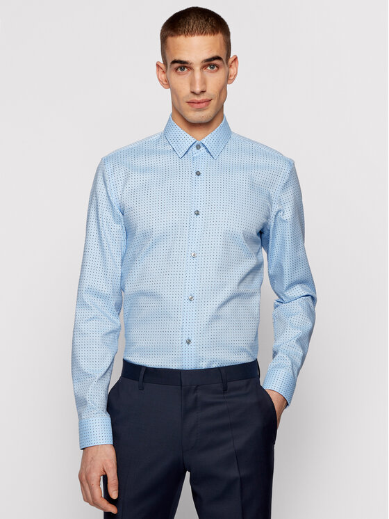 Boss Krekls Isko 50449900 Gaiši zils Slim Fit