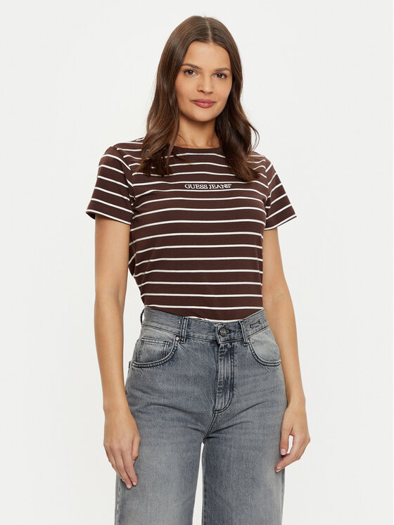 Guess Jeans Guess Jeans T-shirt W4BI53 KCIE1 Smeđa Regular Fit