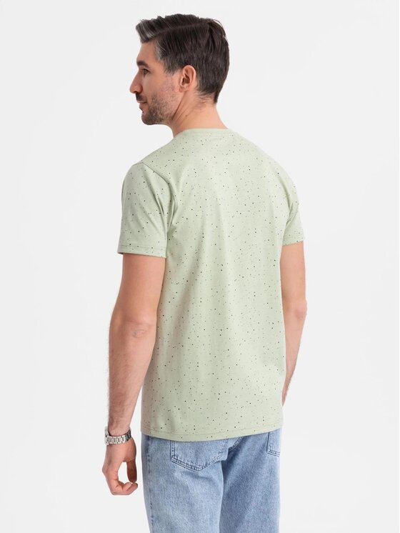 Ombre Ombre T-Shirt OM-TSFP-0186 Zielony Regular Fit