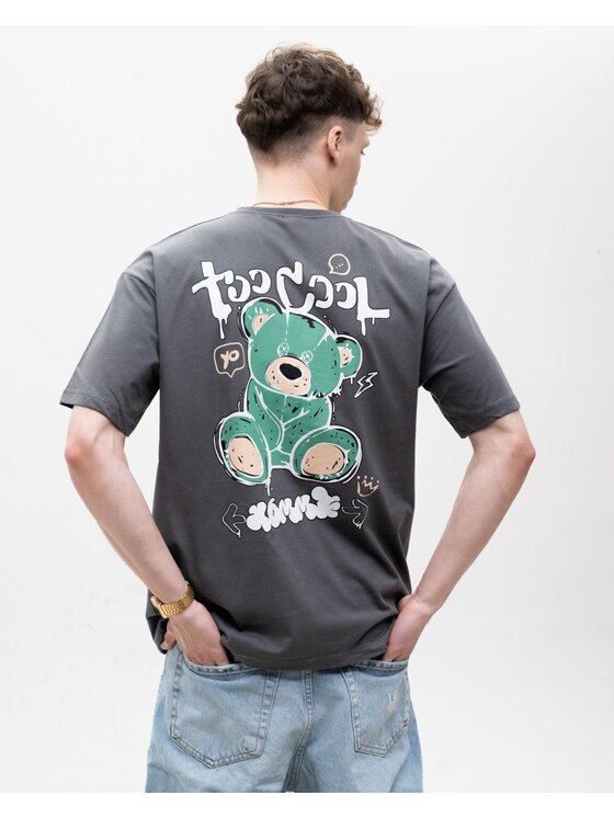 MyStars MyStars T-Shirt Koszulka Z Krótkim Rękawem Męska Szara MyStars Too Cool Miś S Szary Regular Fit