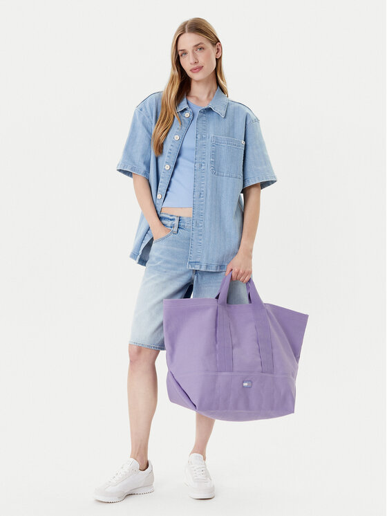Tommy Jeans Geantă Tjw Tote Edition Canvas AW0AW17542 Violet