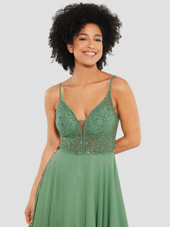 Swing Swing Kokteilinė suknelė 5AE19300 Žalia Slim Fit