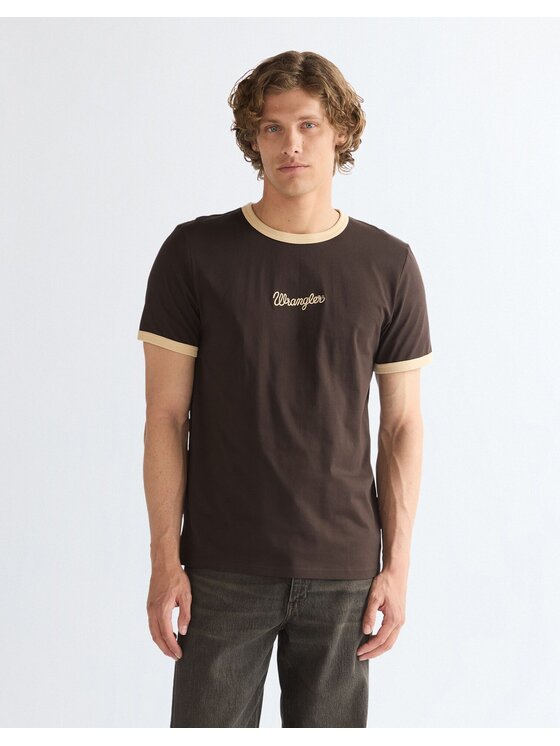 Wrangler Wrangler T-Shirt RINGER TEE Niebieski Regular Fit