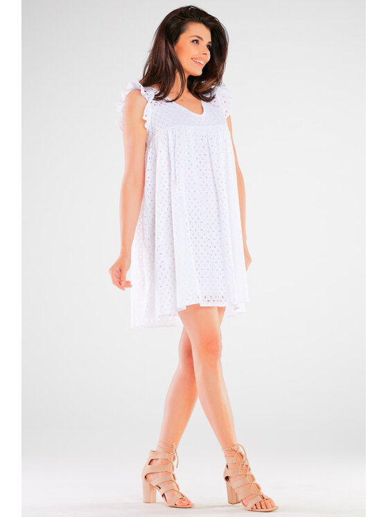 Awama Awama Sukienka letnia A433 Biały Basic Fit
