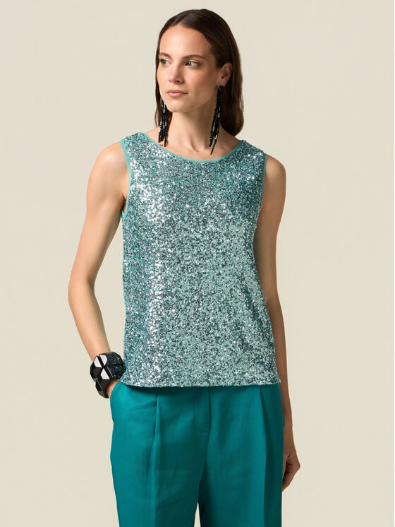 Oltre Oltre T-shirt G043J004404N004 Turchese Regular Fit