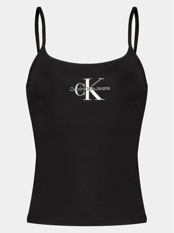 Calvin Klein Jeans Calvin Klein Jeans Top Monologo J20J223105 Čierna Slim Fit