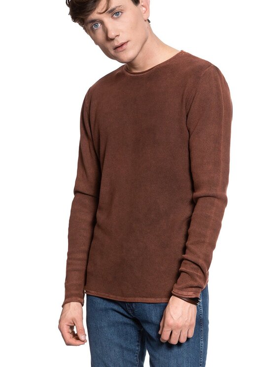Mustang Mustang Maglione EMIL C WAFFLE Marrone Regular Fit