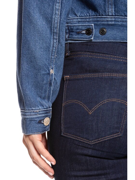 Lee Lee Kurtka damska RIDER CROPPED Niebieski Slim Fit