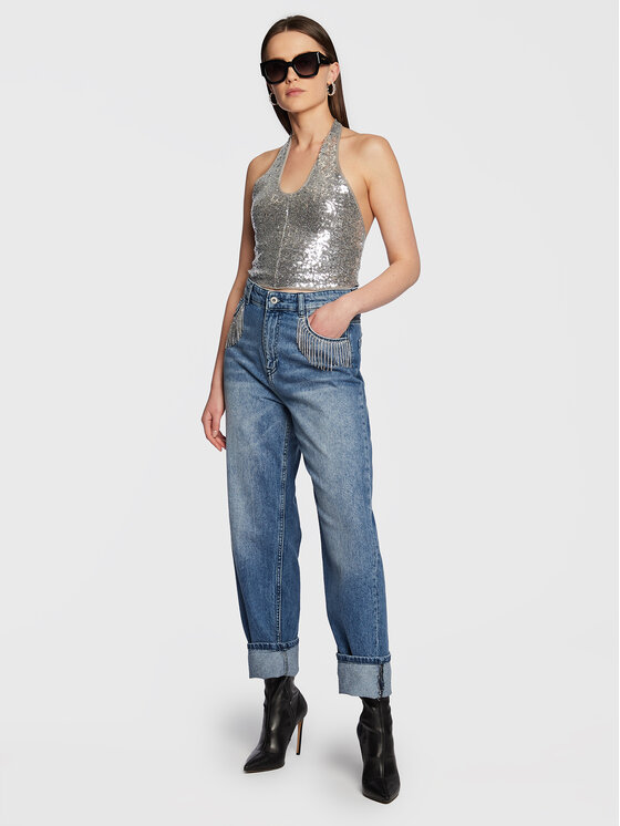 Gina Tricot Top Tyra Sequin 18564 Silber Regular Fit | Modivo.at