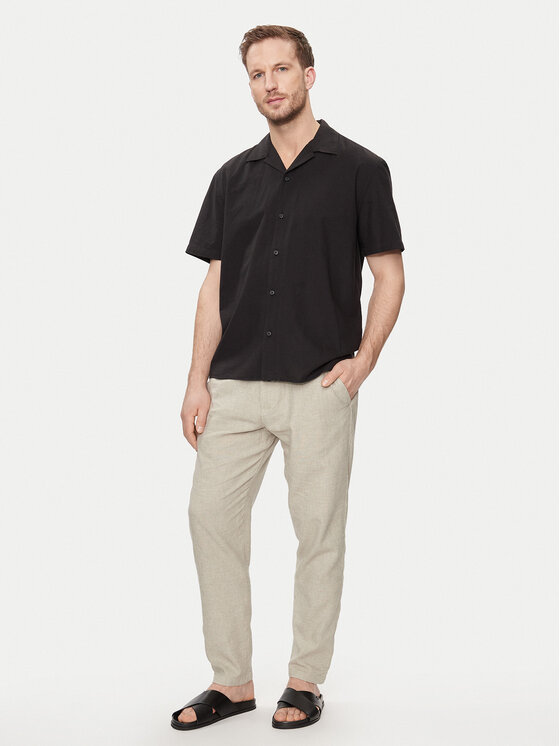 Selected Homme Selected Homme Košeľa New Linen 16092978 Čierna Relaxed Fit