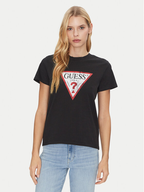 Guess Guess Marškinėliai W2BI69 K8FQ1 Juoda Regular Fit