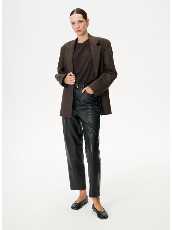 LEBRAND LEBRAND Spodnie skórzane Baggy Czarny Baggy Fit
