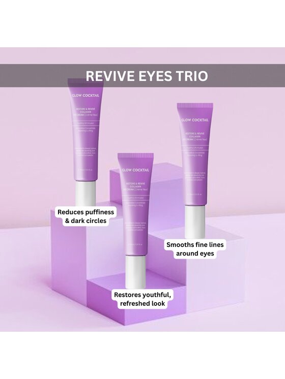 Glow Cocktail Glow Cocktail 3 x krem pod oczy Restore & Revive Collagen 15 ml Zestaw do pielęgnacji skóry