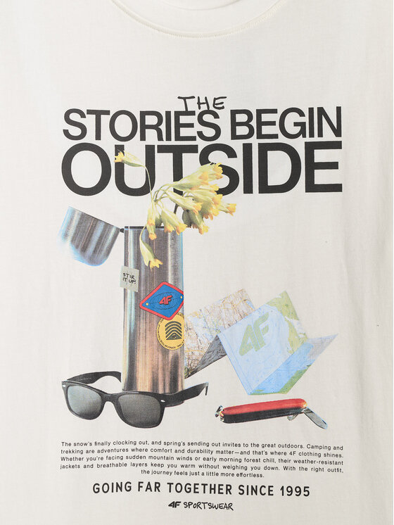 4F 4F T-Shirt NATURE’S TRAIL Biały Regular Fit