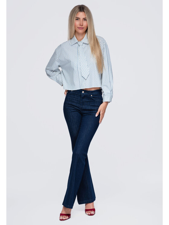 Ombre Ombre Koszula OW-SH-E0069 Niebieski Loose Fit
