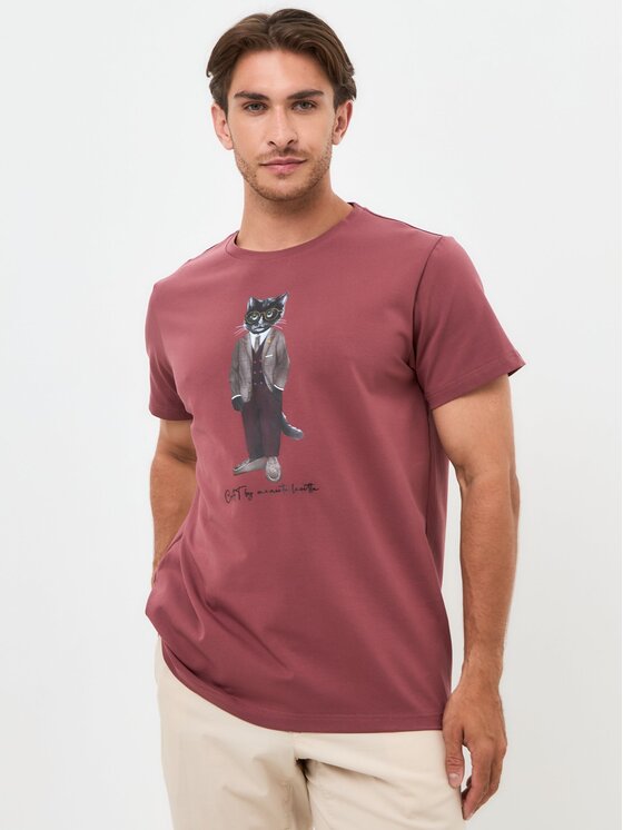 CAT by maniita lacitta CAT by maniita lacitta T-Shirt Printed men's t-shirt with CAT Czerwony Regular Fit