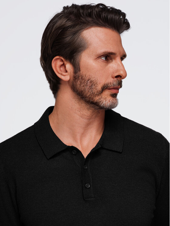 Ombre Ombre Polo OM-POLS-0151 Czarny Regular Fit