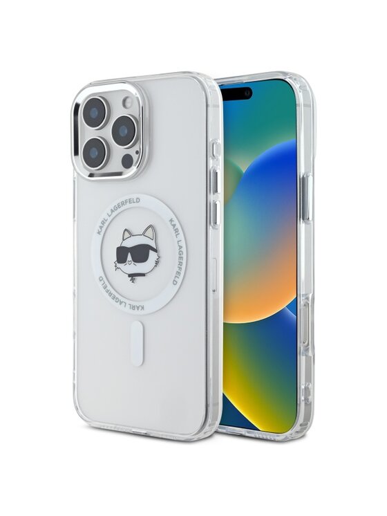 Etui na telefon KARL LAGERFELD, Białe, IML Metal Choupette Head