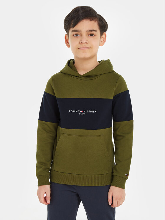 Tommy Hilfiger Bluză Essential Colorblock KB0KB08385 S Verde Regular Fit
