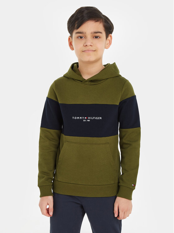 Tommy Hilfiger Sweatshirt Essential Grün Regular KB0KB08385 S Fit Colorblock