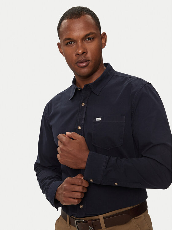 Guess Jeans Guess Jeans Koszula M4YH35 WGCF1 Granatowy Slim Fit