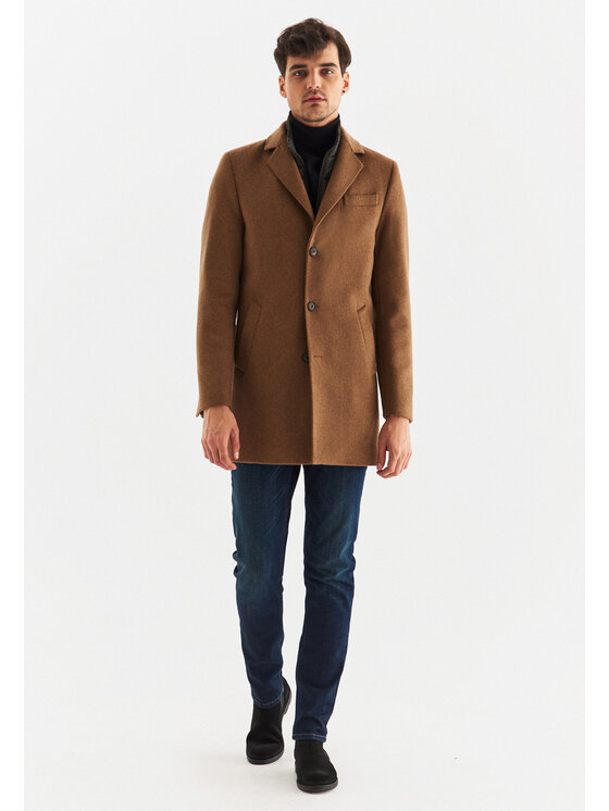 Pako Lorente Pako Lorente Płaszcz wełniany P22WF-7X-001 Beżowy Classic Fit