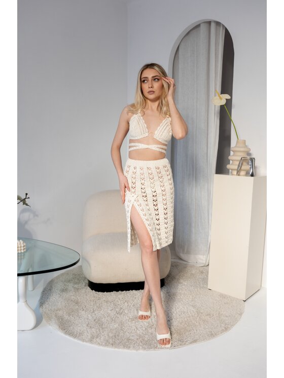 Sandra Stachura Luxury Design Sandra Stachura Luxury Design Biustonosz top Szydełkowy top Beżowy Classic Fit