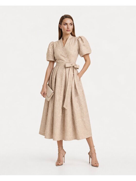 Castellani Castellani Sukienka codzienna Aurelia Beżowy Regular Fit
