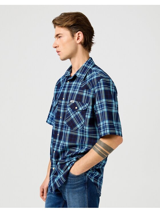 Wrangler Wrangler Camicia SS WESTERN SHIRT Blu Regular Fit