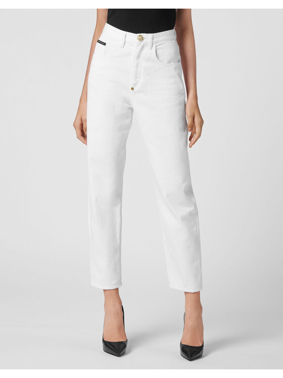 PHILIPP PLEIN PHILIPP PLEIN Jeansy 6327 Biały Mom Fit