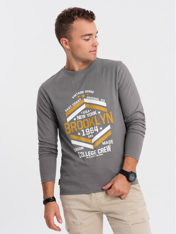 Ombre Ombre S dlouhým rukávem OM-LSPT-0117 Šedá Regular Fit