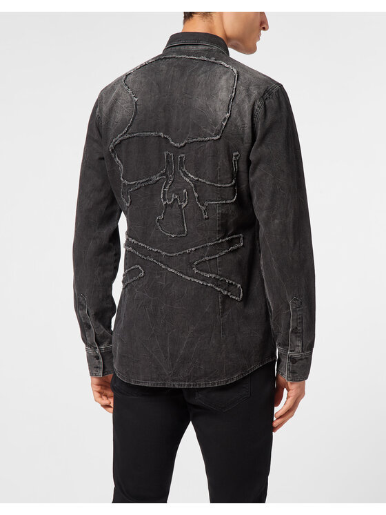 PHILIPP PLEIN PHILIPP PLEIN džínová košile 11611 Šedá Regular Fit