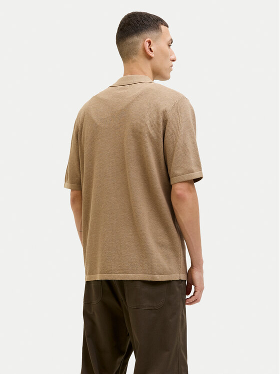Jack&Jones Jack&Jones Тениска с яка и копчета Orion 12268226 Бежов Relaxed Fit
