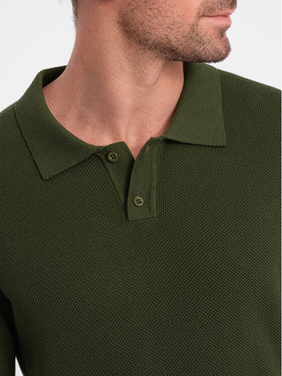 Ombre Ombre Polo OM-POSS-0117 Zielony Regular Fit