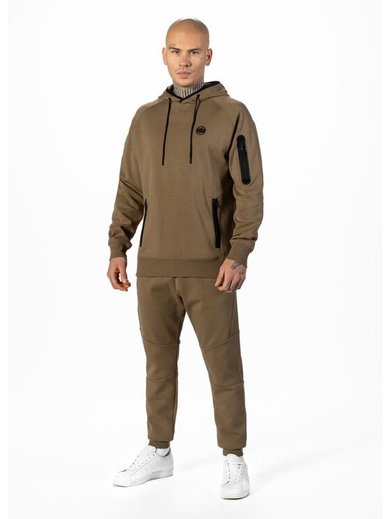 PITBULL PITBULL Bluza Bluza z kapturem Stafford L Brązowy Regular Fit