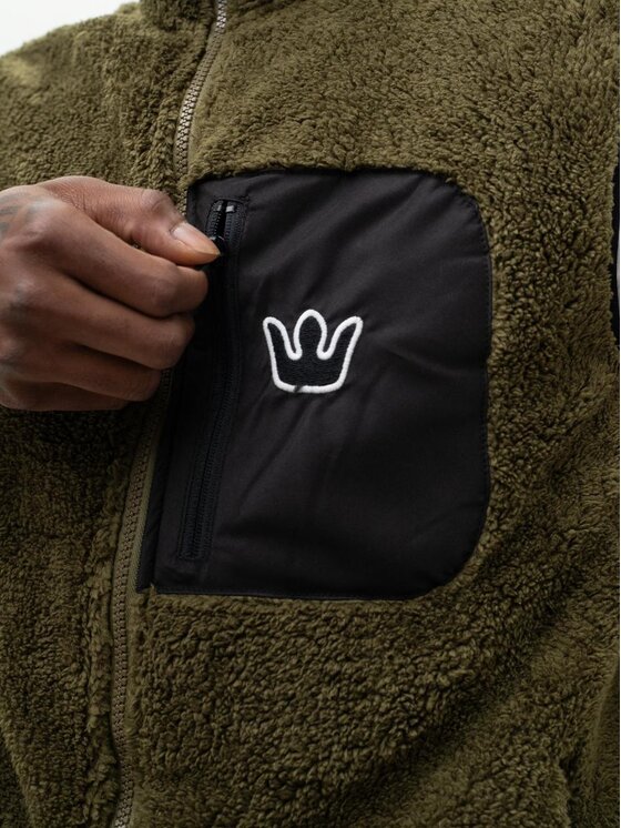 Jigga Wear Jigga Wear Kamizelka Bezrękawnik Polar Miś Sherpa Męski Oliwkowy Vest L Khaki Regular Fit