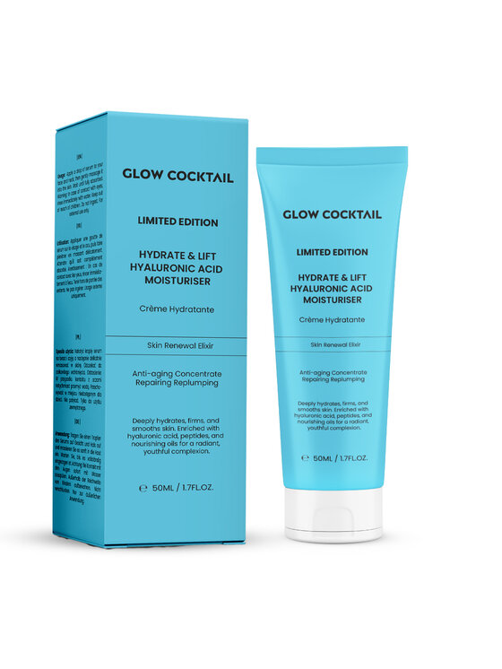 Glow Cocktail Glow Cocktail Limitowana edycja nawilżającego kremu z kwasem hialuronowym Hydrate and Lift 50 ml Zestaw do pielęgnacji skóry
