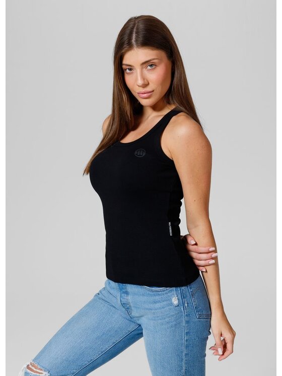 PITBULL PITBULL Tank top Tank Top damski Rib Layla S Czarny Regular Fit