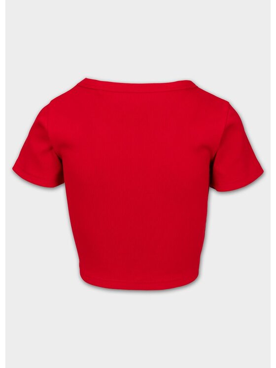 PITBULL PITBULL T-Shirt Koszulka damska Rib CROPPED M Czerwony Regular Fit