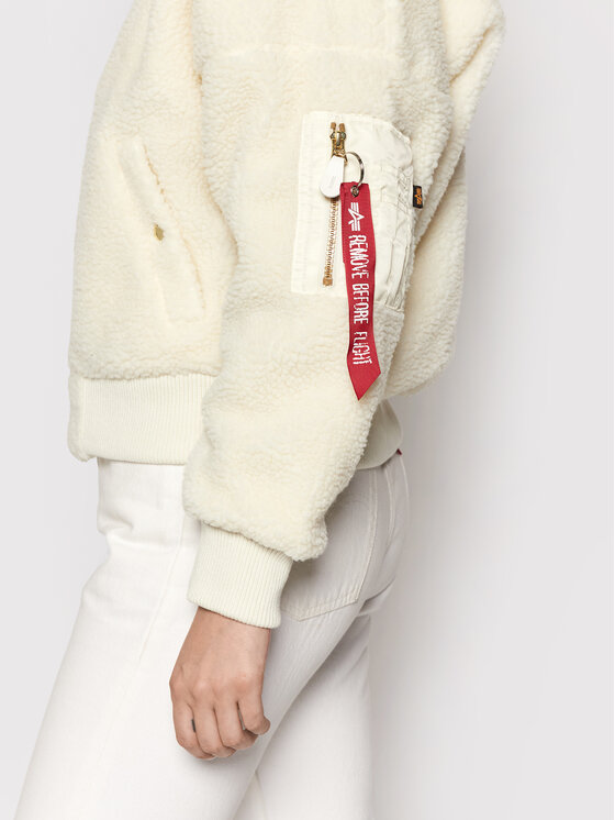 Alpha Industries Alpha Industries Bunda pro přechodné období Ma-1 Os Hooded Teddy 118002 Bílá Regular Fit