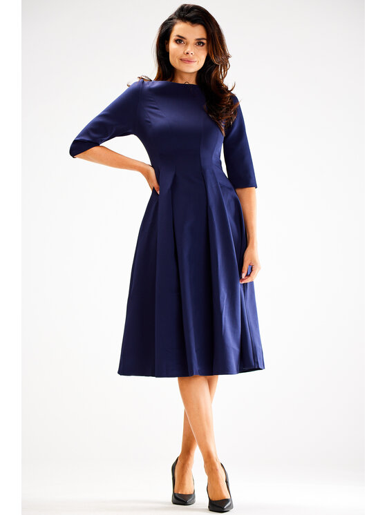 Awama Awama Sukienka koktajlowa A620 Granatowy Basic Fit
